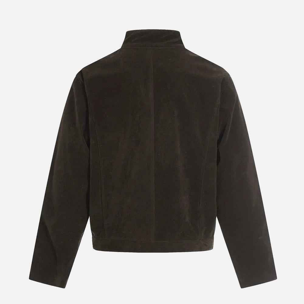 Classic Loose Fit Aviator Collar Button-Up Jacket