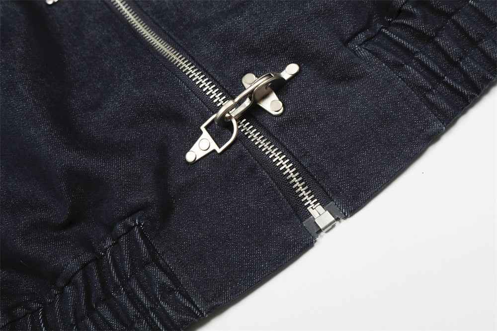 Streetwear Airplane Buckle Design Denim Jacket