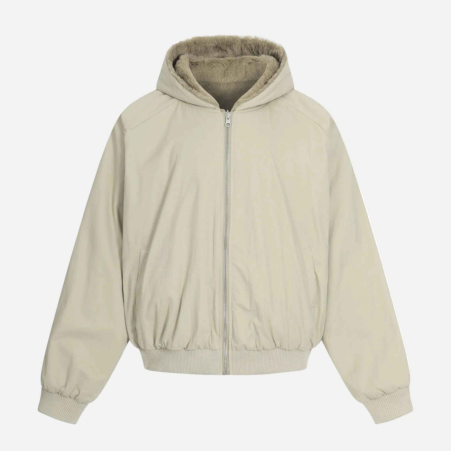 Streetwear Double-Sided Fleece Lined Hooded Jacket