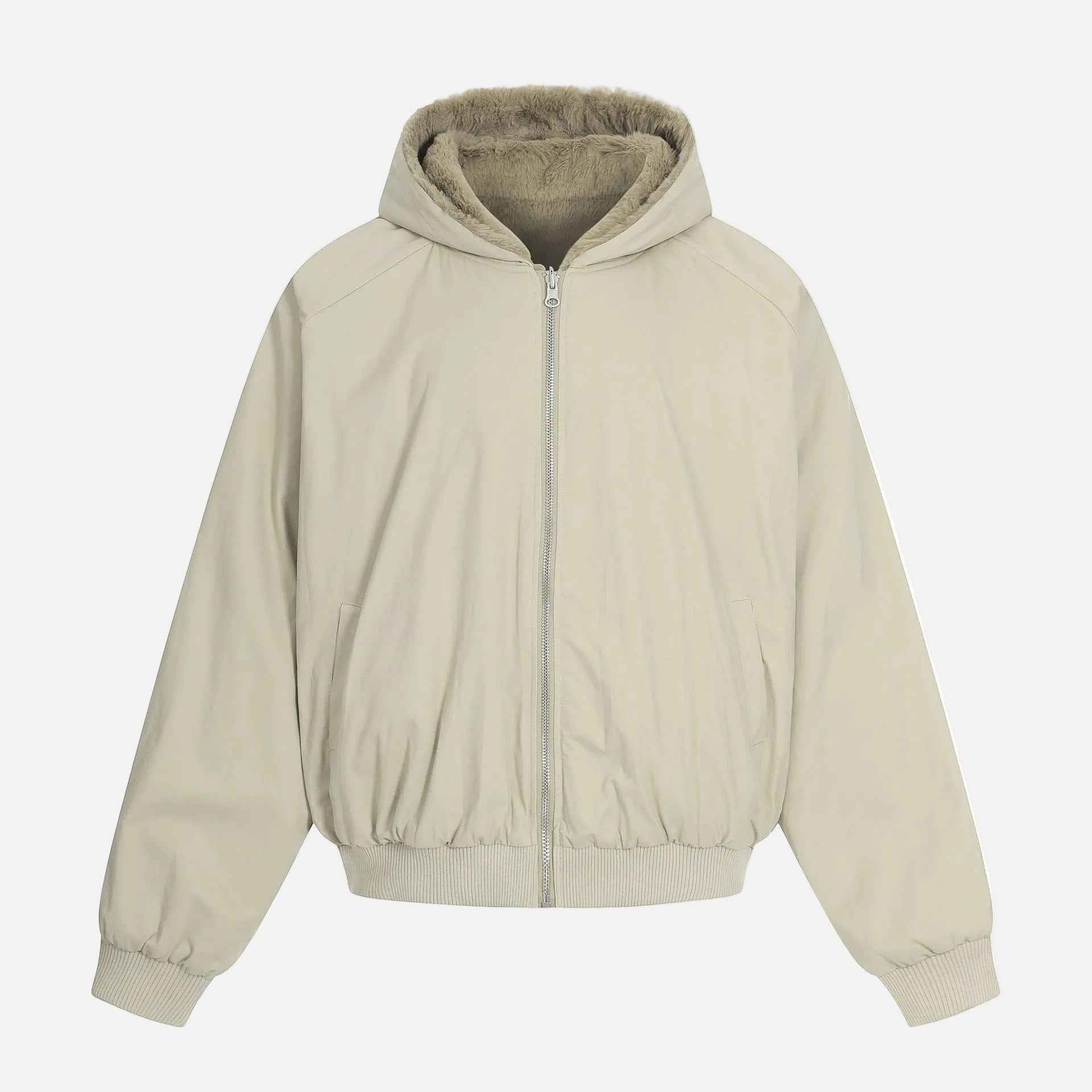 Streetwear Double-Sided Fleece Lined Hooded Jacket