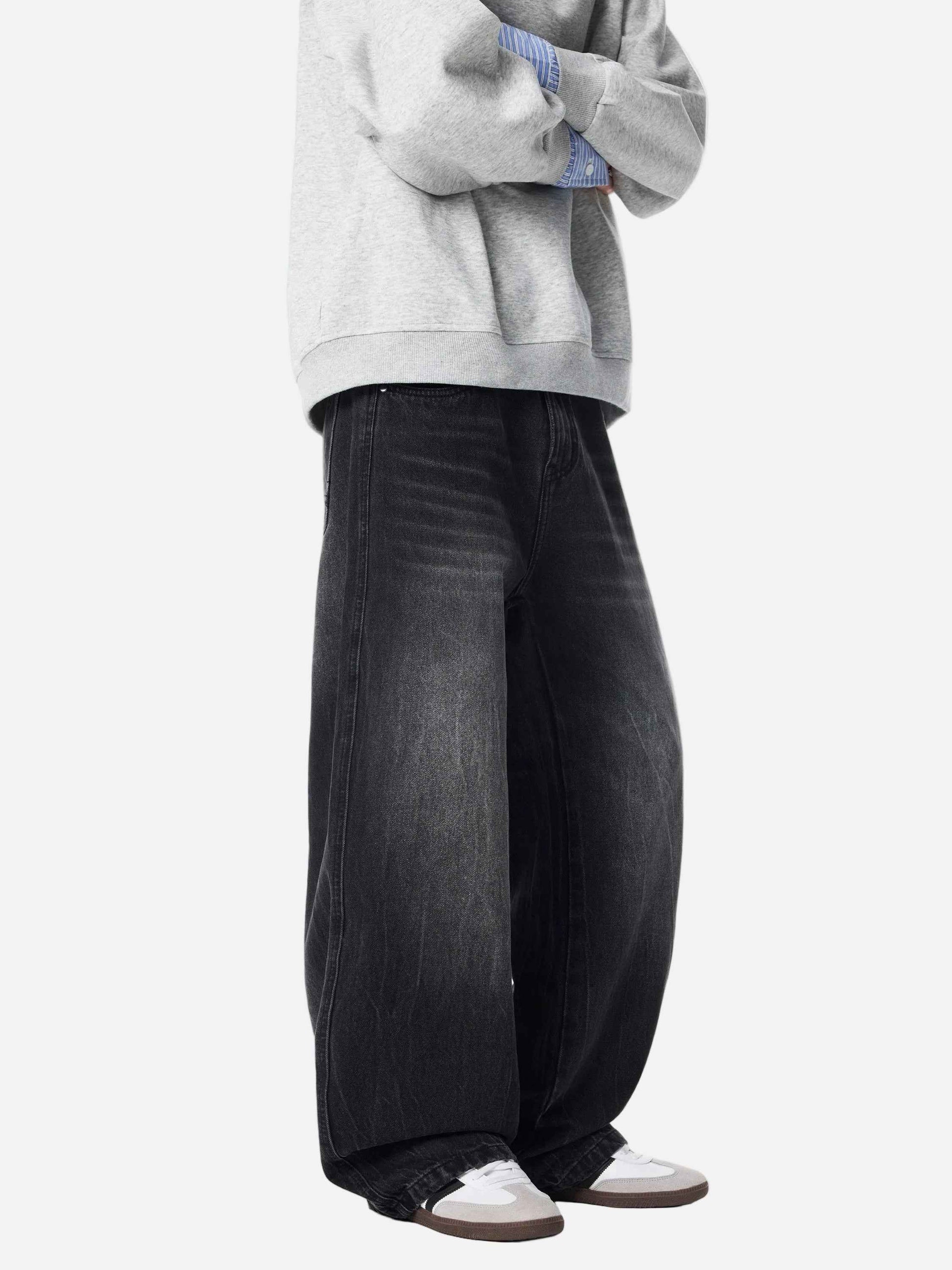 Cleanfit Whiskers Wide Leg Washed Jeans