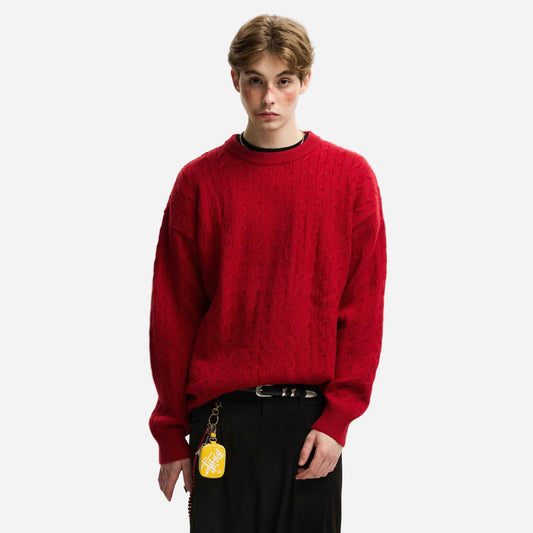 American Solid Color Twist Retro Knit Sweater