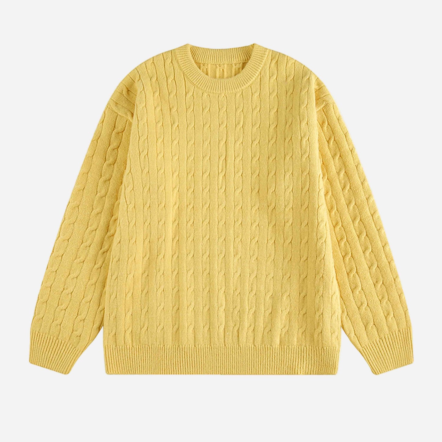 American Solid Color Twist Retro Knit Sweater