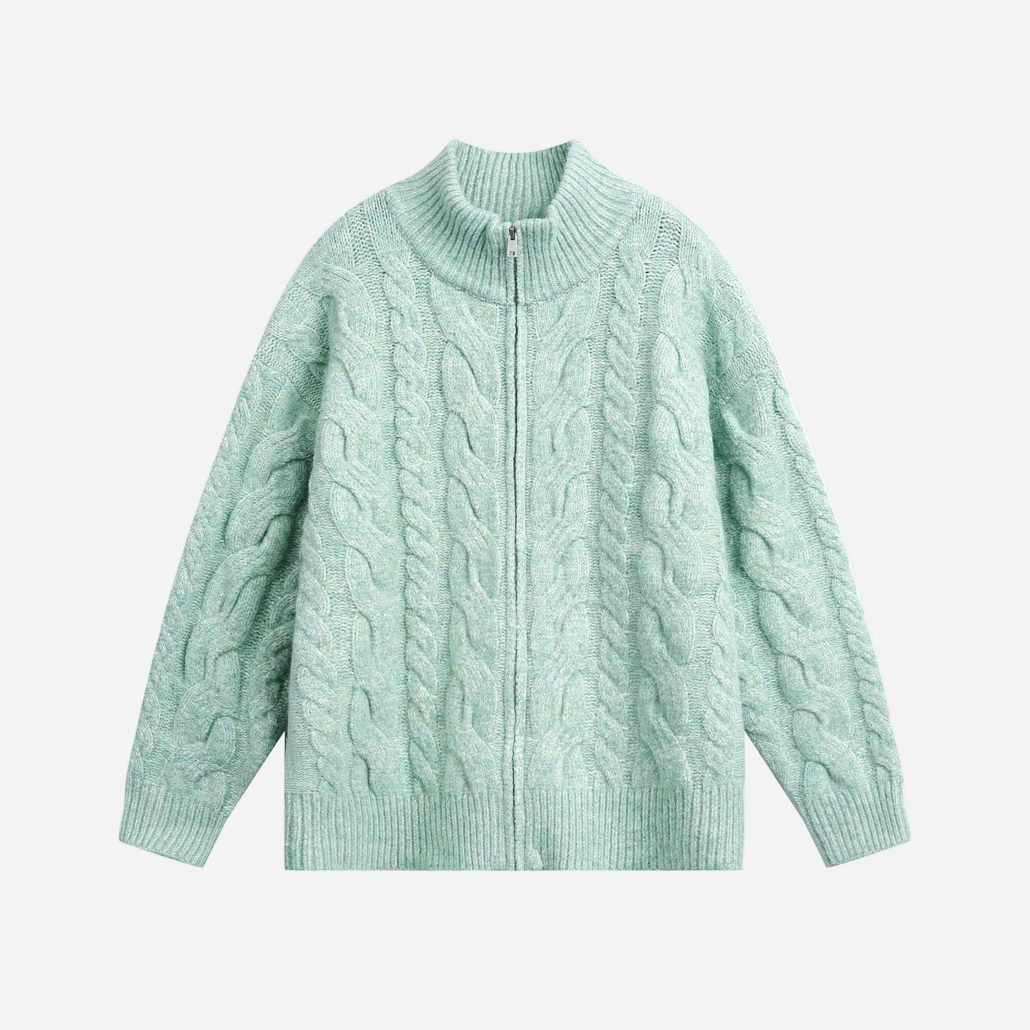 Y2K Cozy Wool Twist Zipper Cardigan