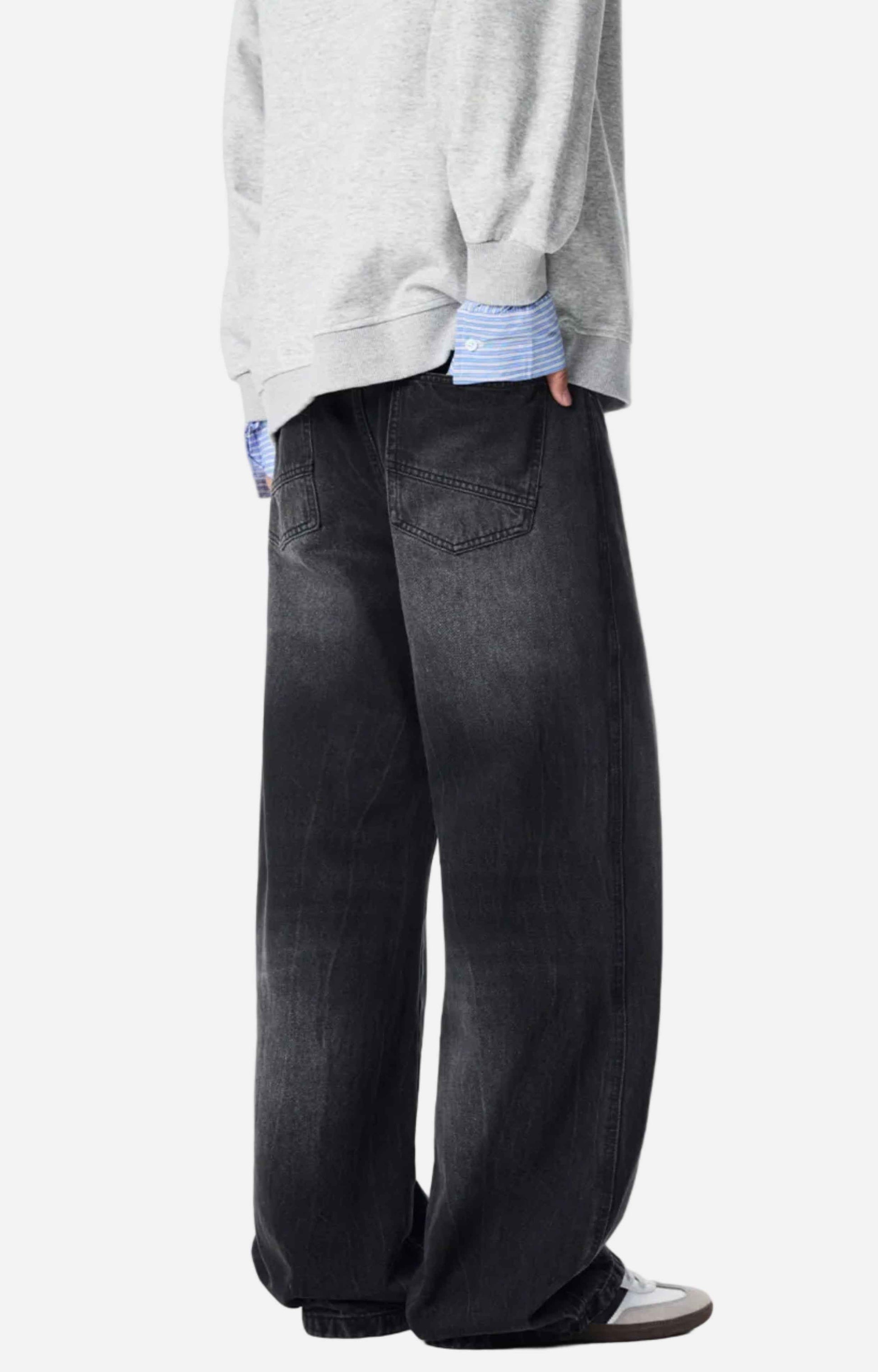 Cleanfit Whiskers Wide Leg Washed Jeans