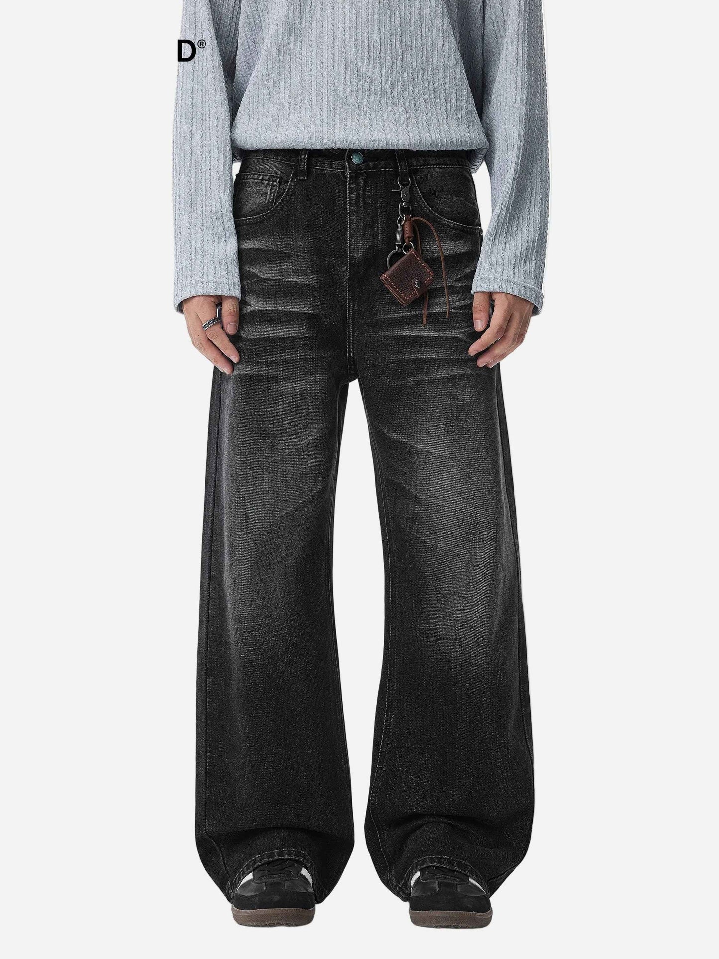 Streetwear Washed Cat Whisker Loose Denim Jeans