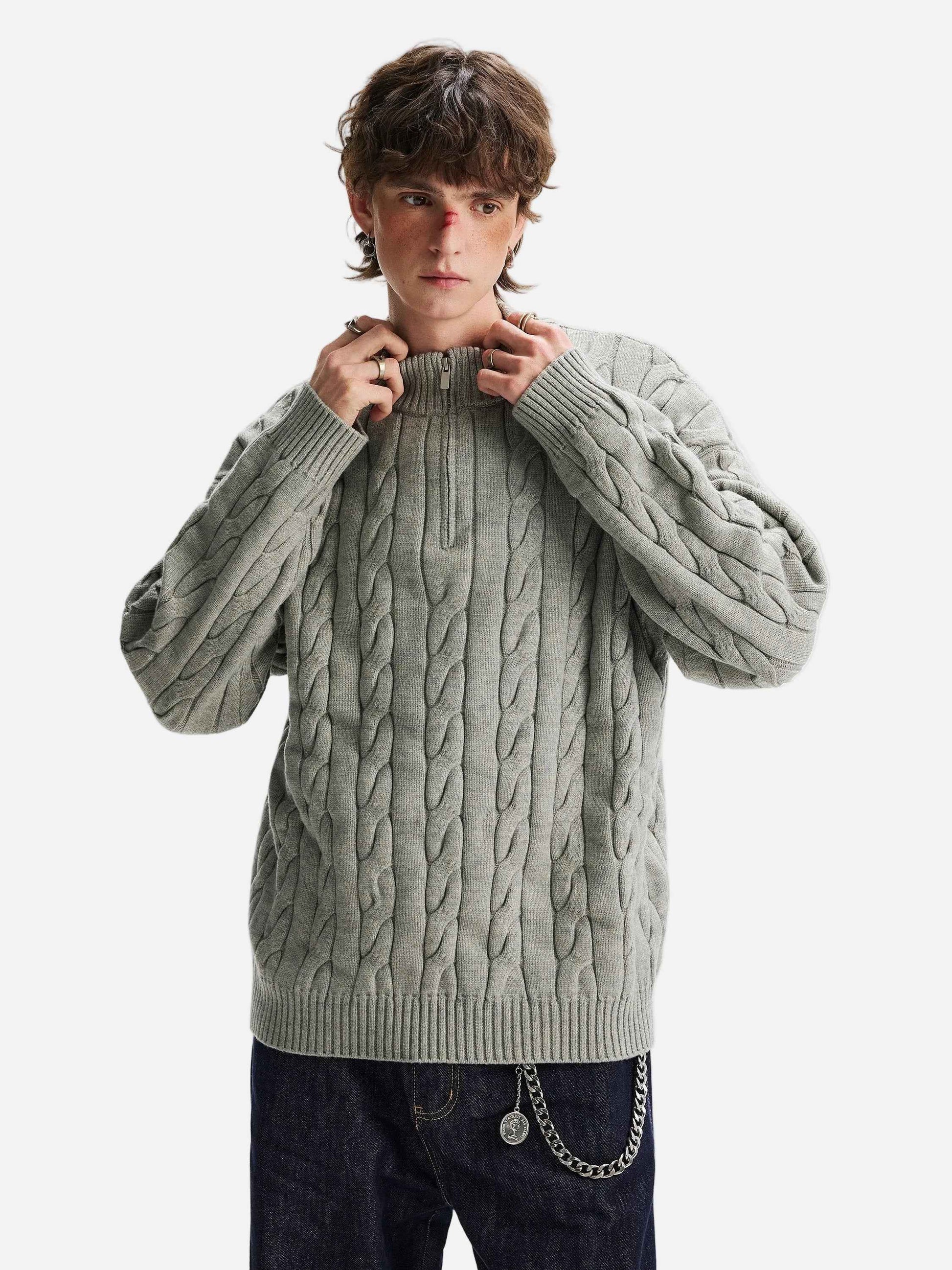 Cozy Twist Retro Half Zipper Knit Sweater