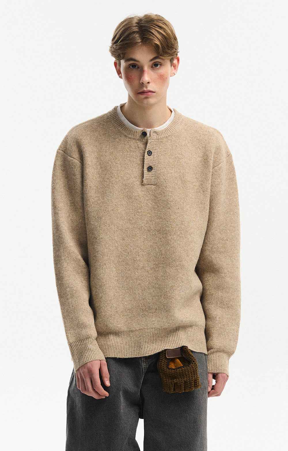 Trendy Cozy Solid Color Round Collar Wool Sweater