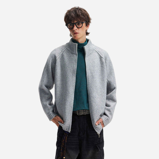 Streetwear Deconstructed Turtleneck Wool Cardigan
