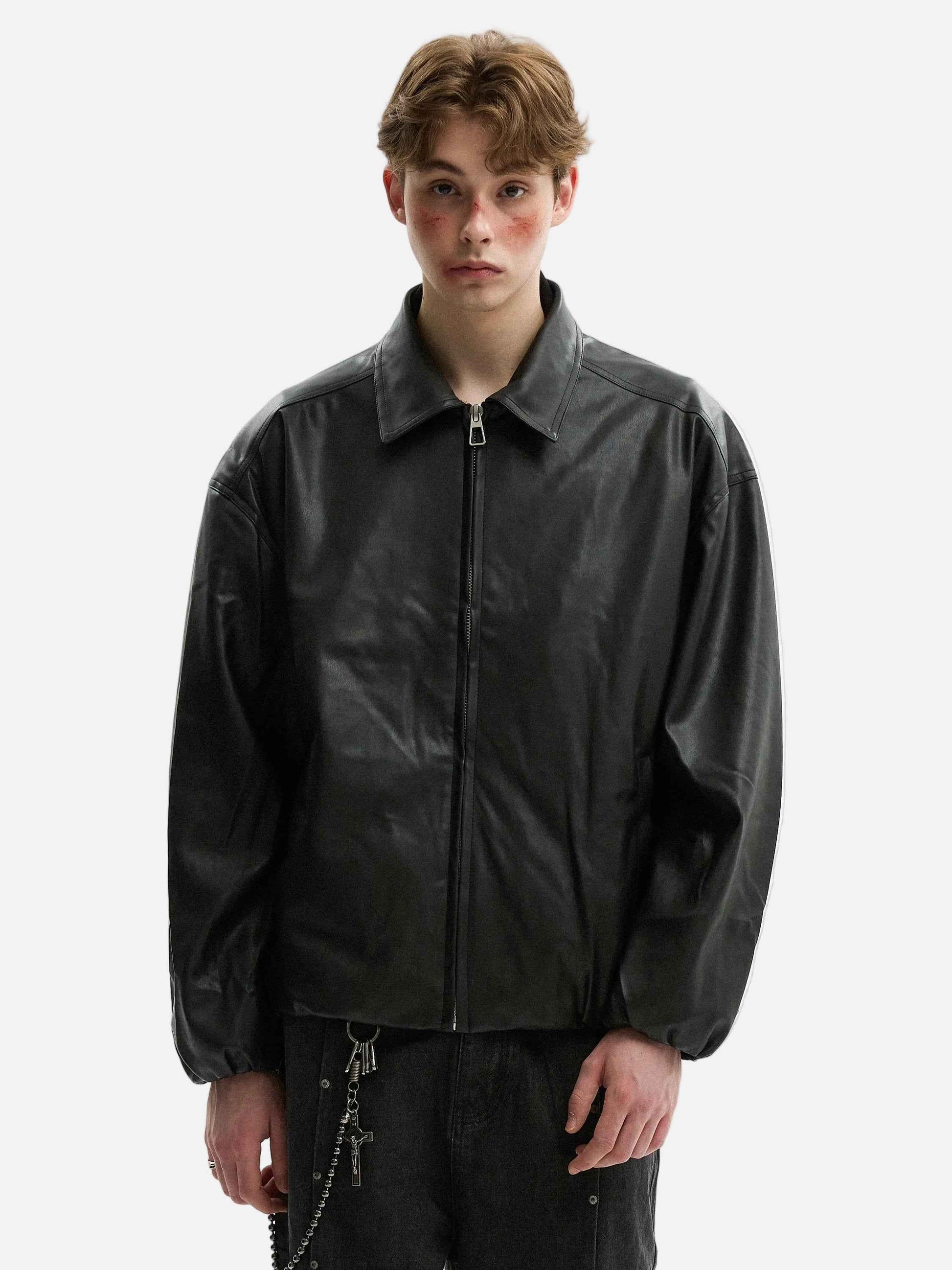 Streetwear American Style Hip Hop Lapel PU Leather