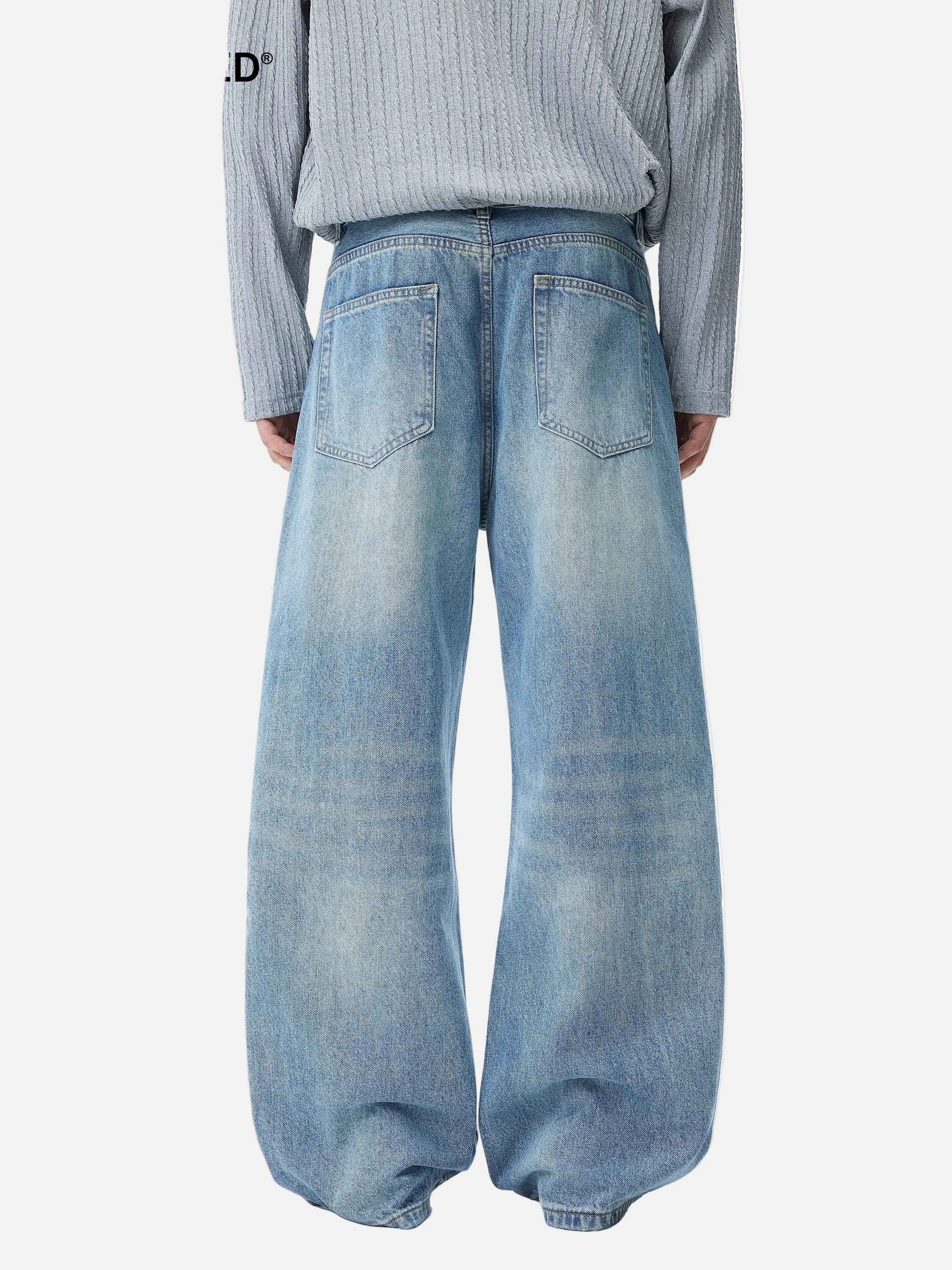 Streetwear Washed Cat Whisker Loose Denim Jeans