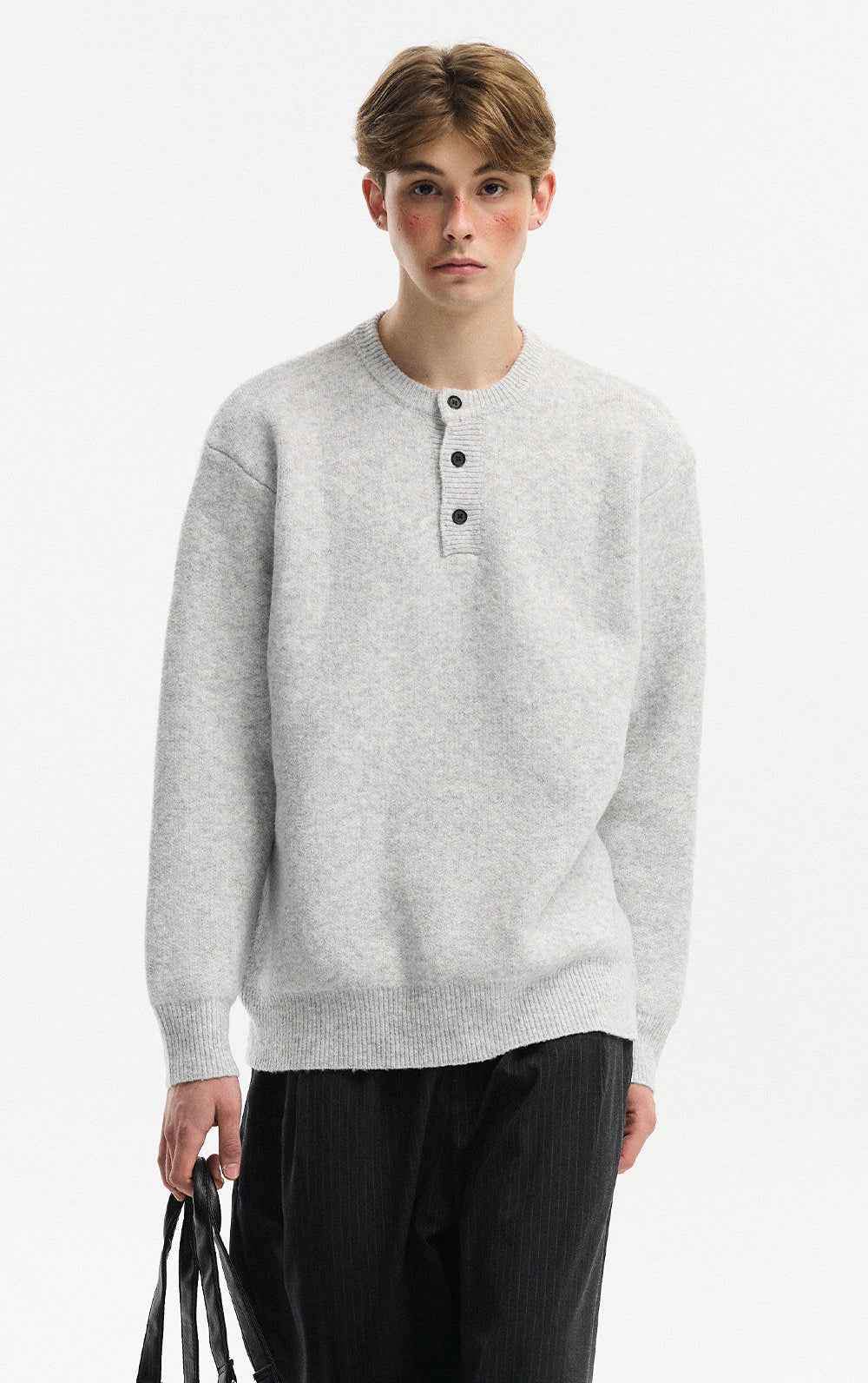 Trendy Cozy Solid Color Round Collar Wool Sweater