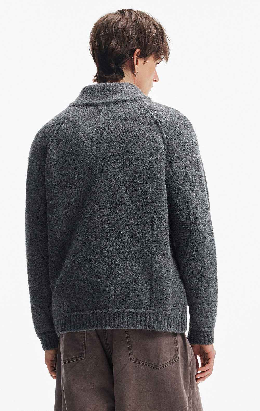 Streetwear Deconstructed Turtleneck Wool Cardigan