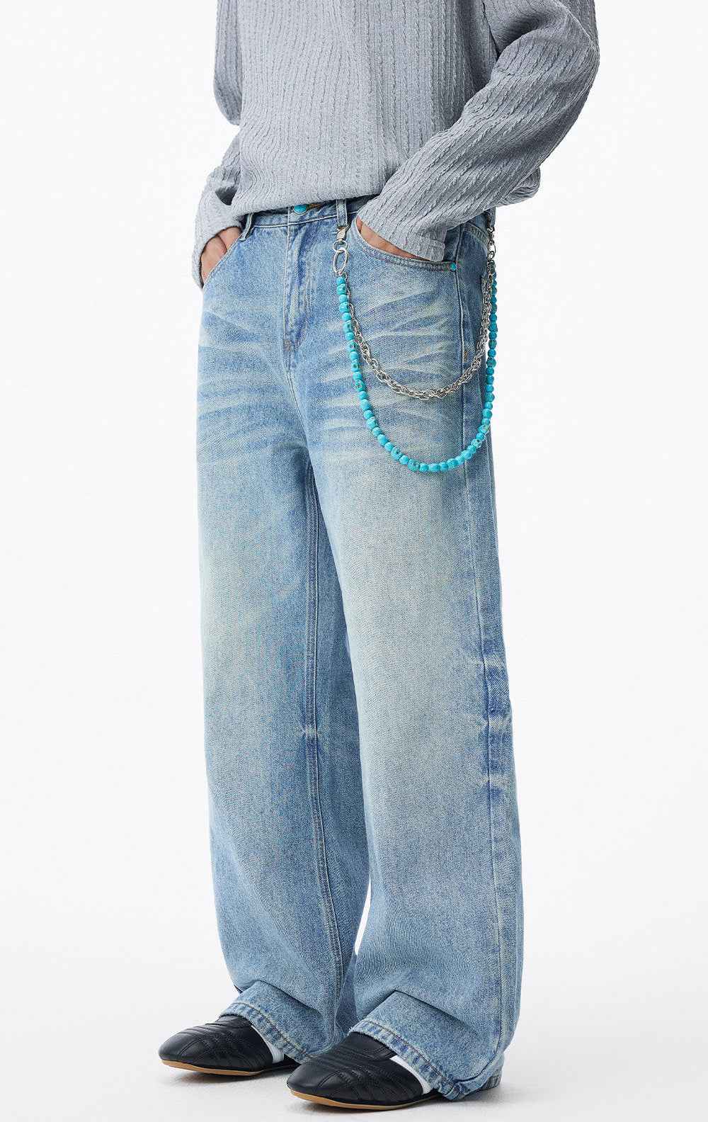 Streetwear Washed Cat Whisker Loose Denim Jeans