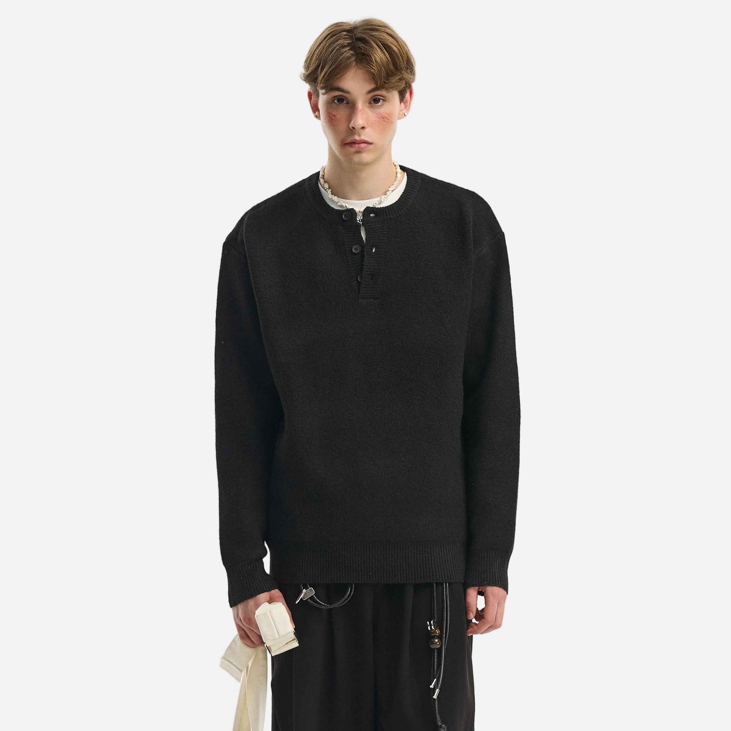 Trendy Cozy Solid Color Round Collar Wool Sweater