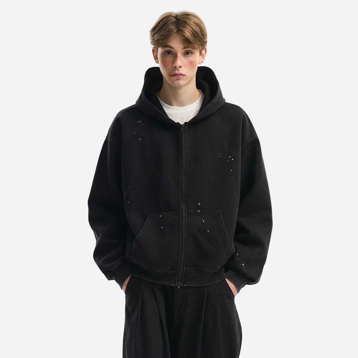 Cleanfit Double Zipper Long Sleeve Hooded Sweatshirt