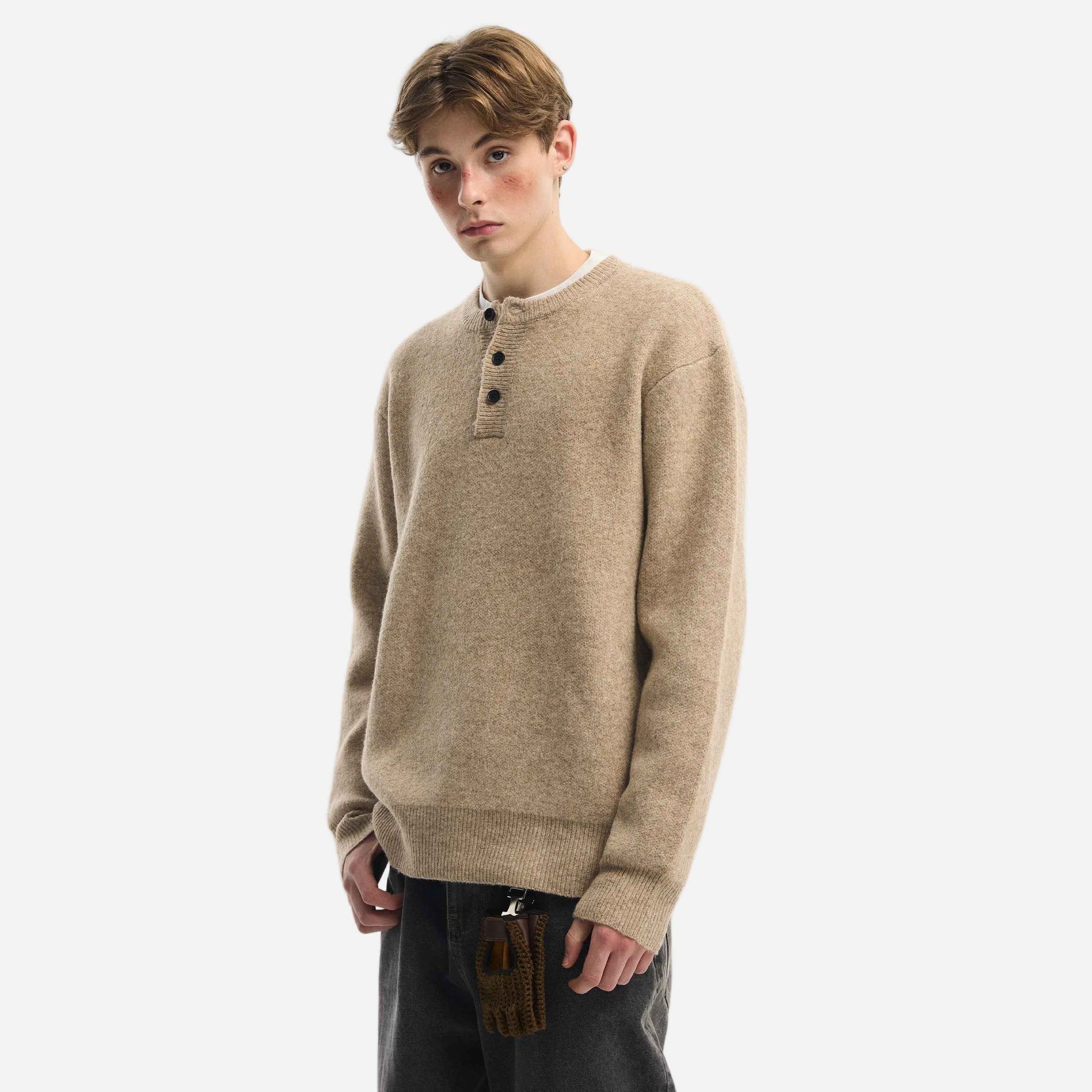 Trendy Cozy Solid Color Round Collar Wool Sweater