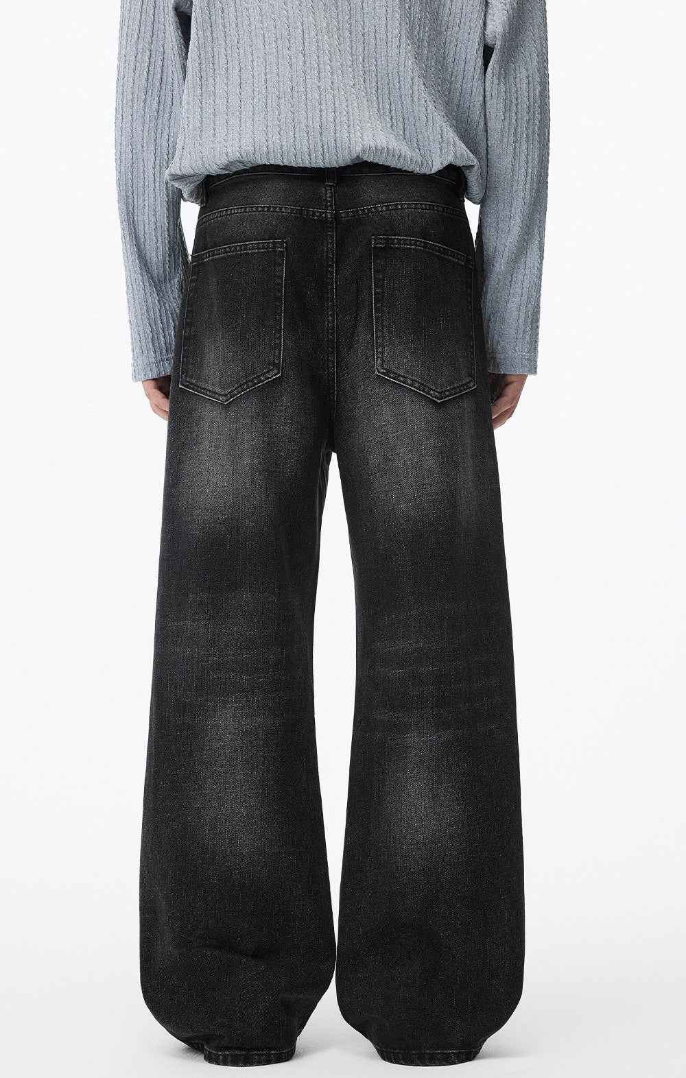 Streetwear Washed Cat Whisker Loose Denim Jeans