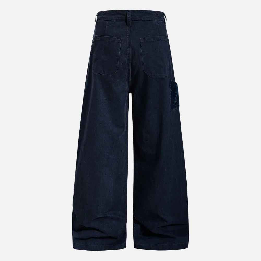 Workwear Embroidered Wide Leg Cargo Pants