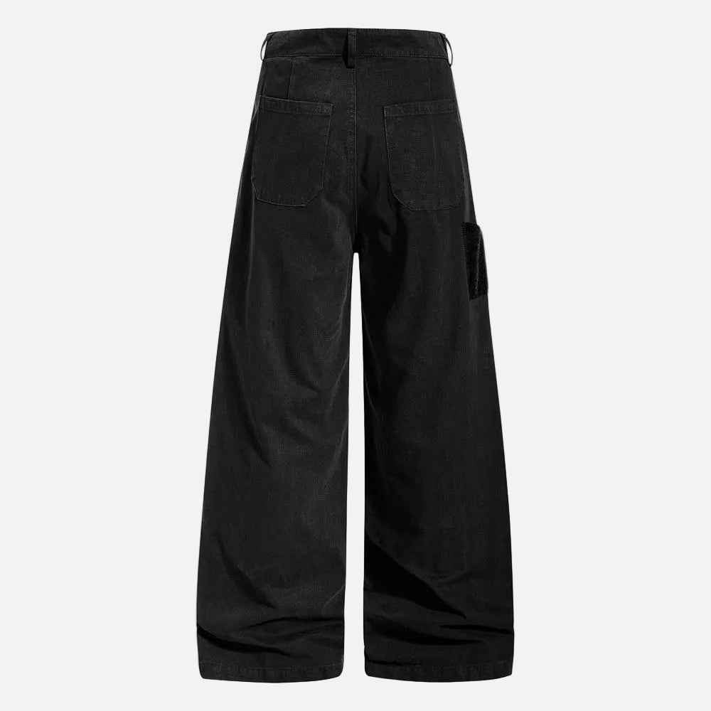 Workwear Embroidered Wide Leg Cargo Pants
