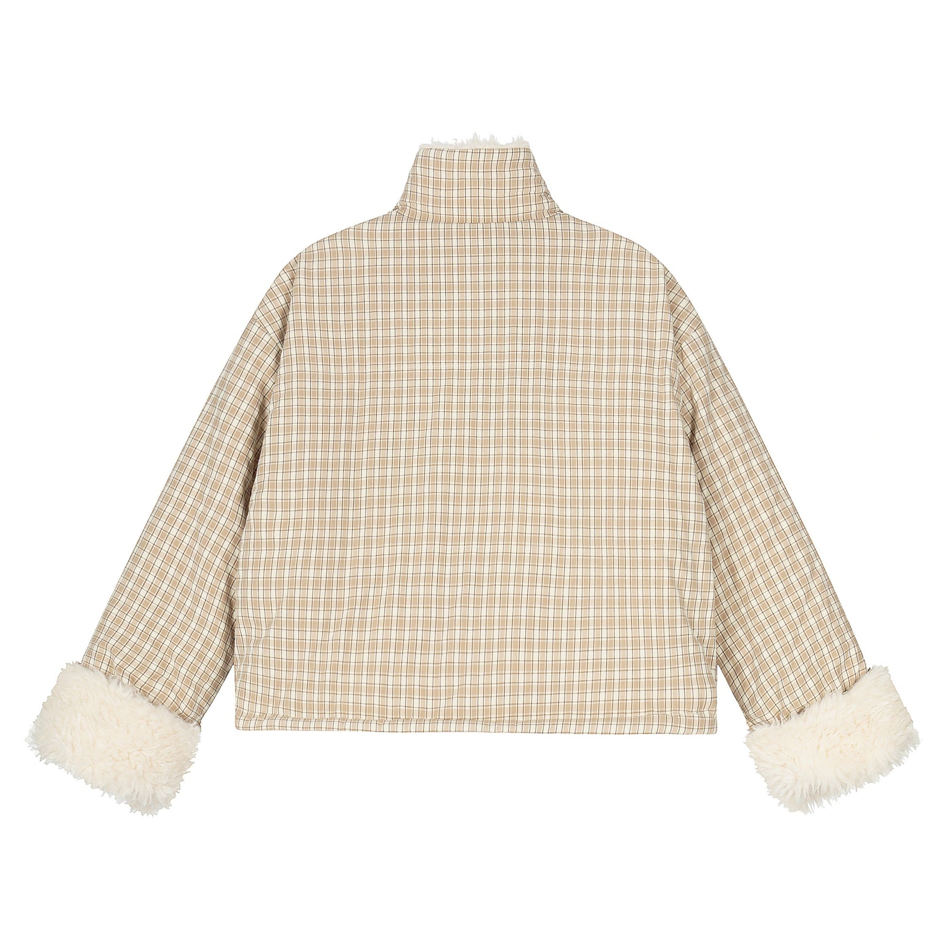 Double Cozy | Reversible Check & Fleece Jacket - Luxuryurbanwear