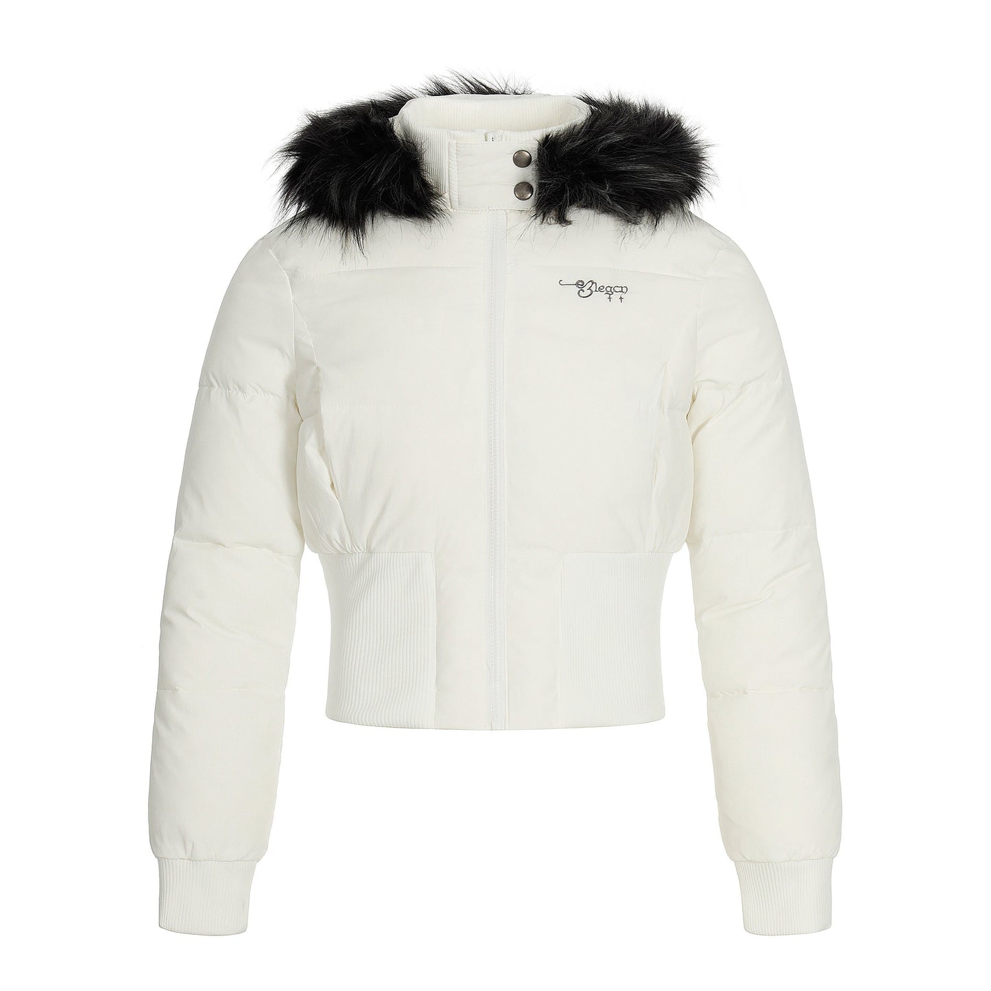 Fur Flare | Hooded Crop Puffer Jacket - Luxuryurbanwear