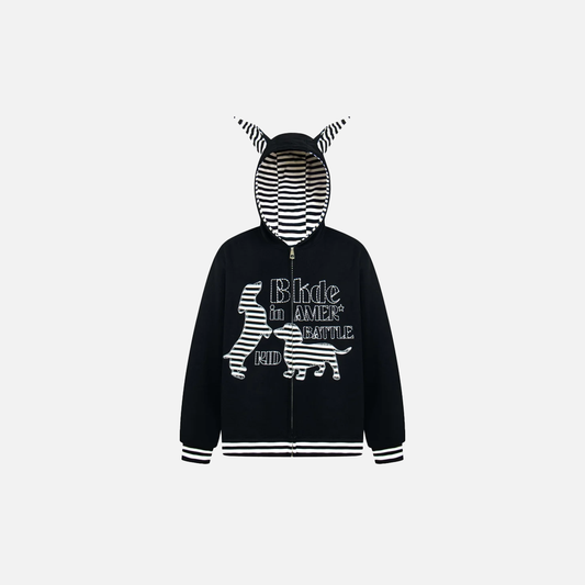 Autumn Embroidered Puppy Hooded Sweatshirt - Luxuryurbanwear