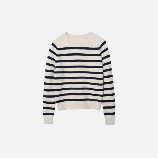 Vintage Retro Striped O-Neck Collar Knitted Sweater - Luxuryurbanwear