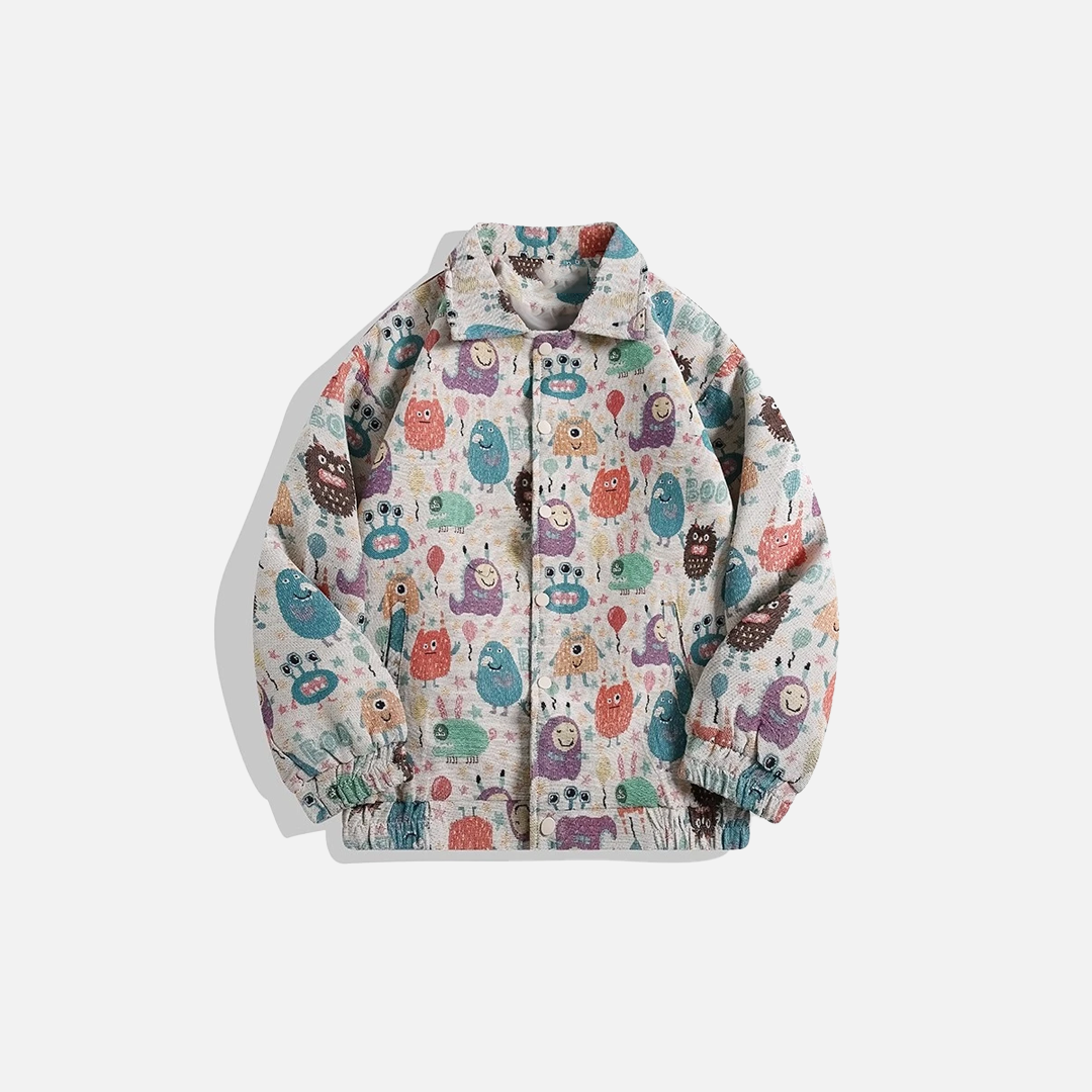 Retro Fun Cartoon Japanese Style Full Print Jacket - Luxuryurbanwear