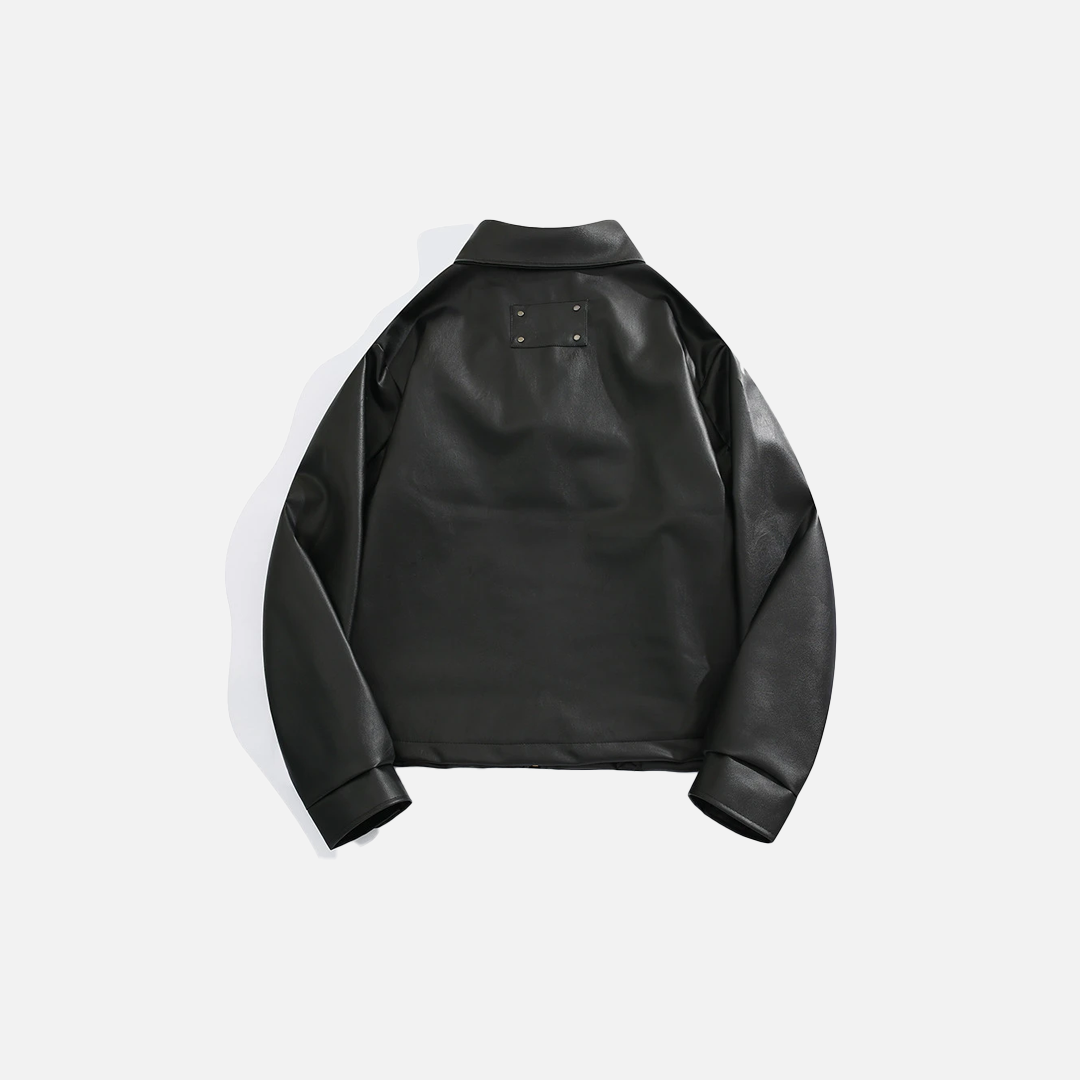 Streetwear American Motorcycle Leather Zipper Jacket - Luxuryurbanwear