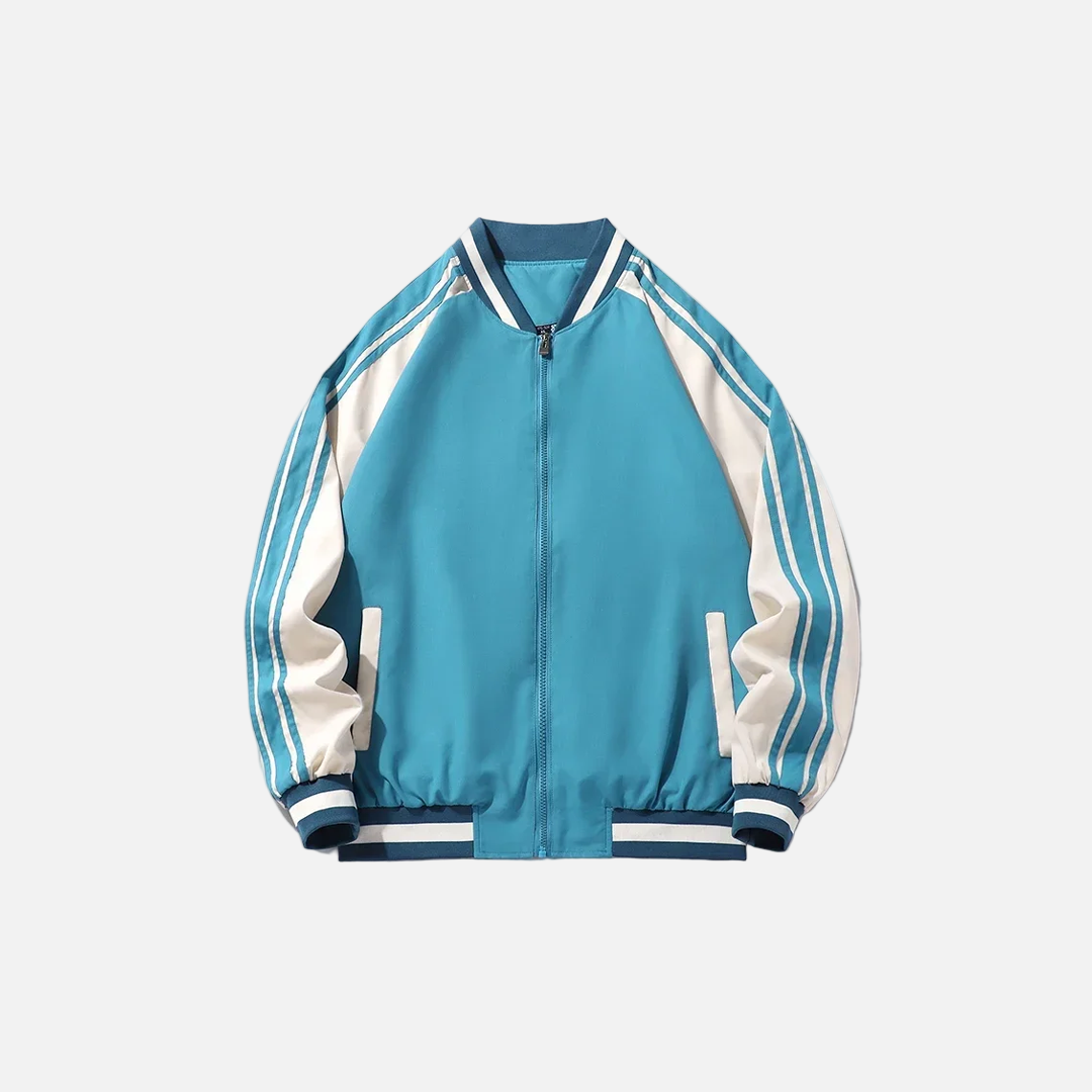 Breathable Striped Windbreaker Baseball Jacket - Luxuryurbanwear