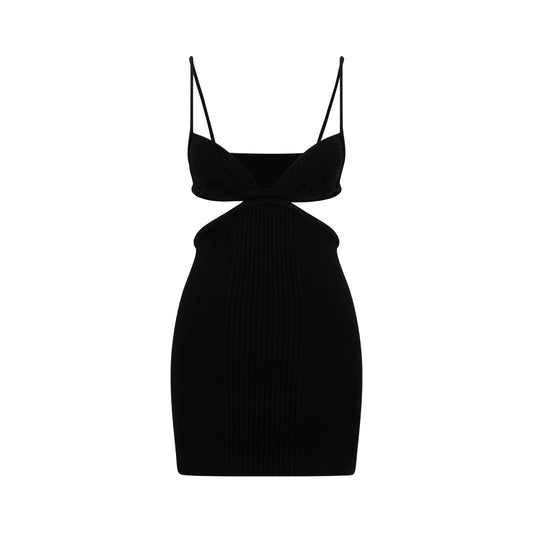 Off White Cut Out Ribbed Mini Dress Women