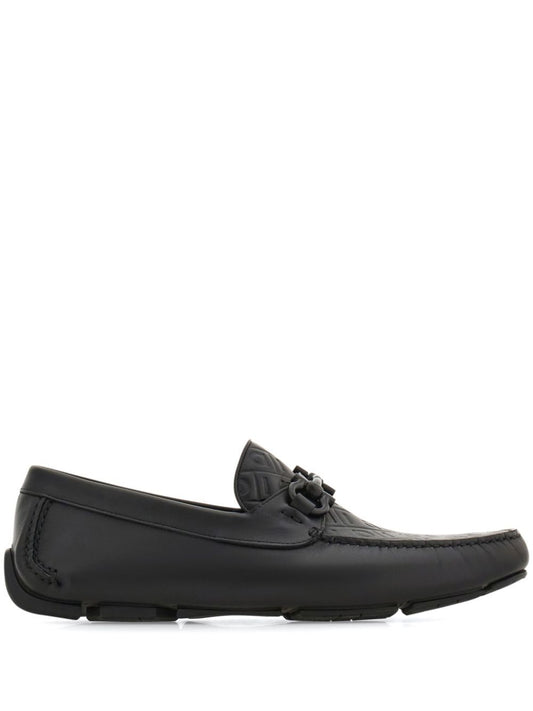 Ferragamo Men Embossed Gancini Monogram Driving Loafers
