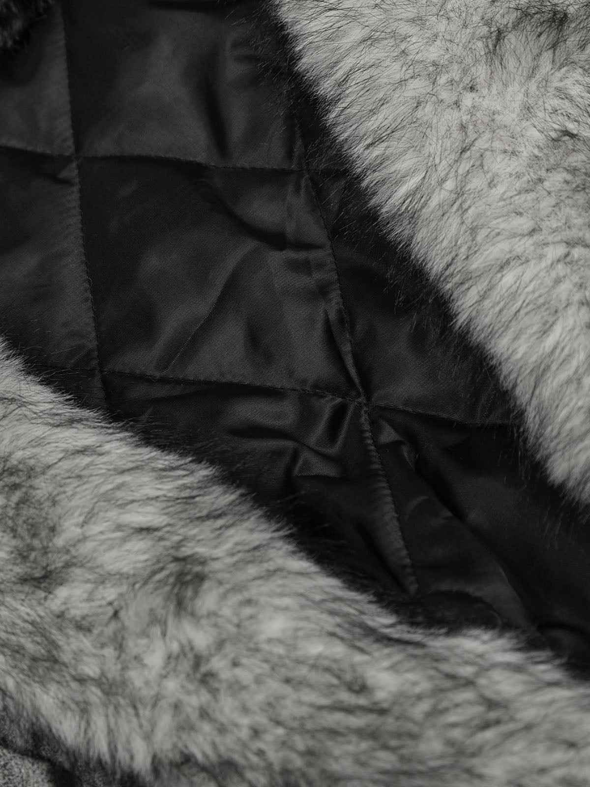 Faux Suede Vintage Wash Fur Hood Padded Jacket - 2553