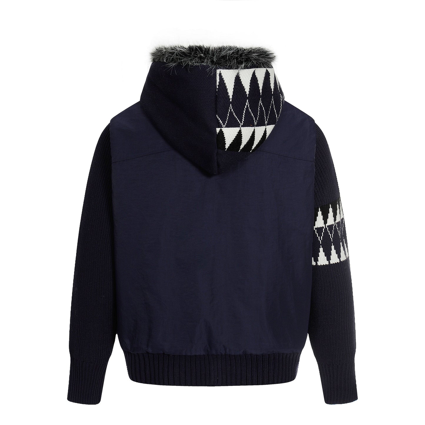 Knit Contrast | Fleece Hooded Jacket - Luxuryurbanwear