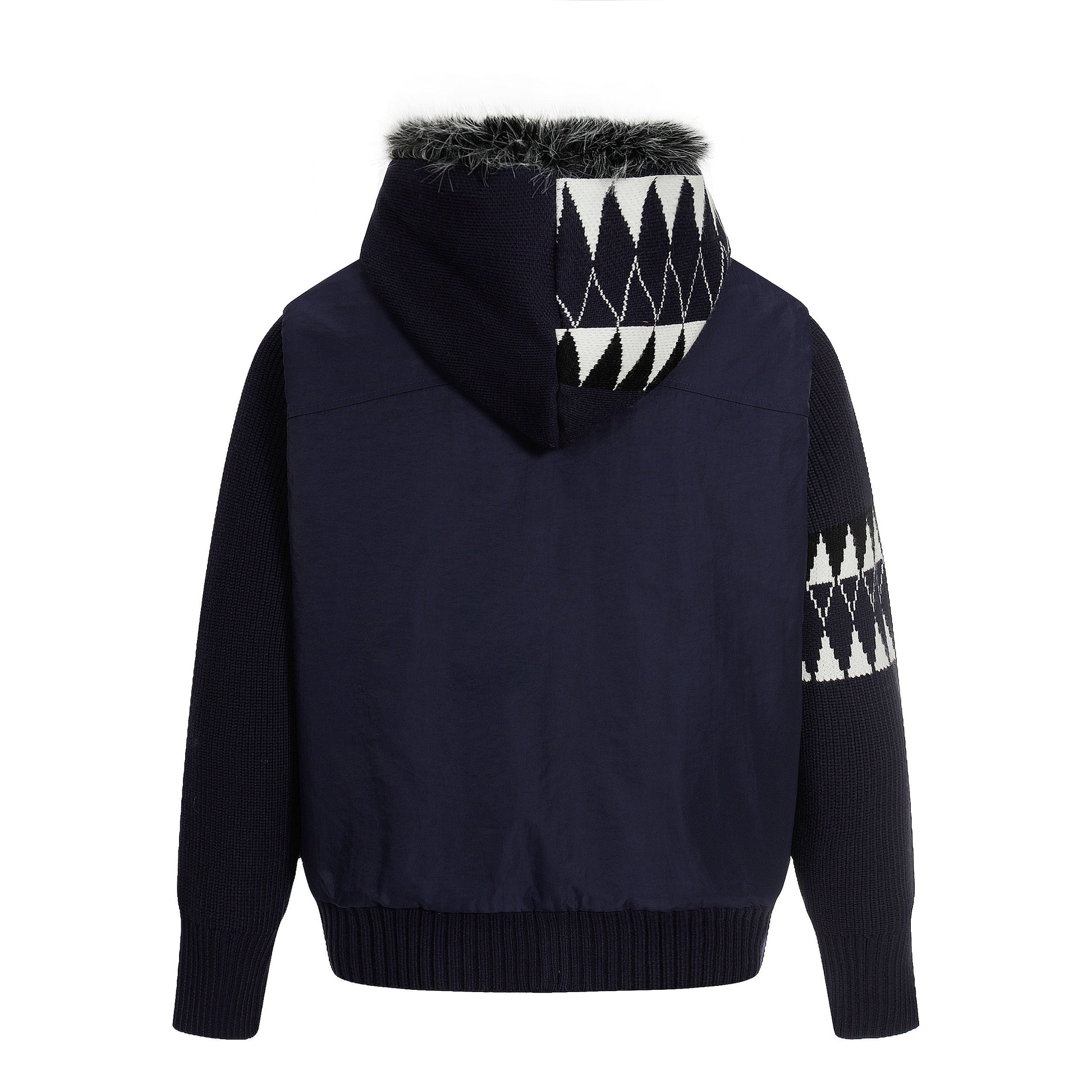 Knit Contrast | Fleece Hooded Jacket - Luxuryurbanwear