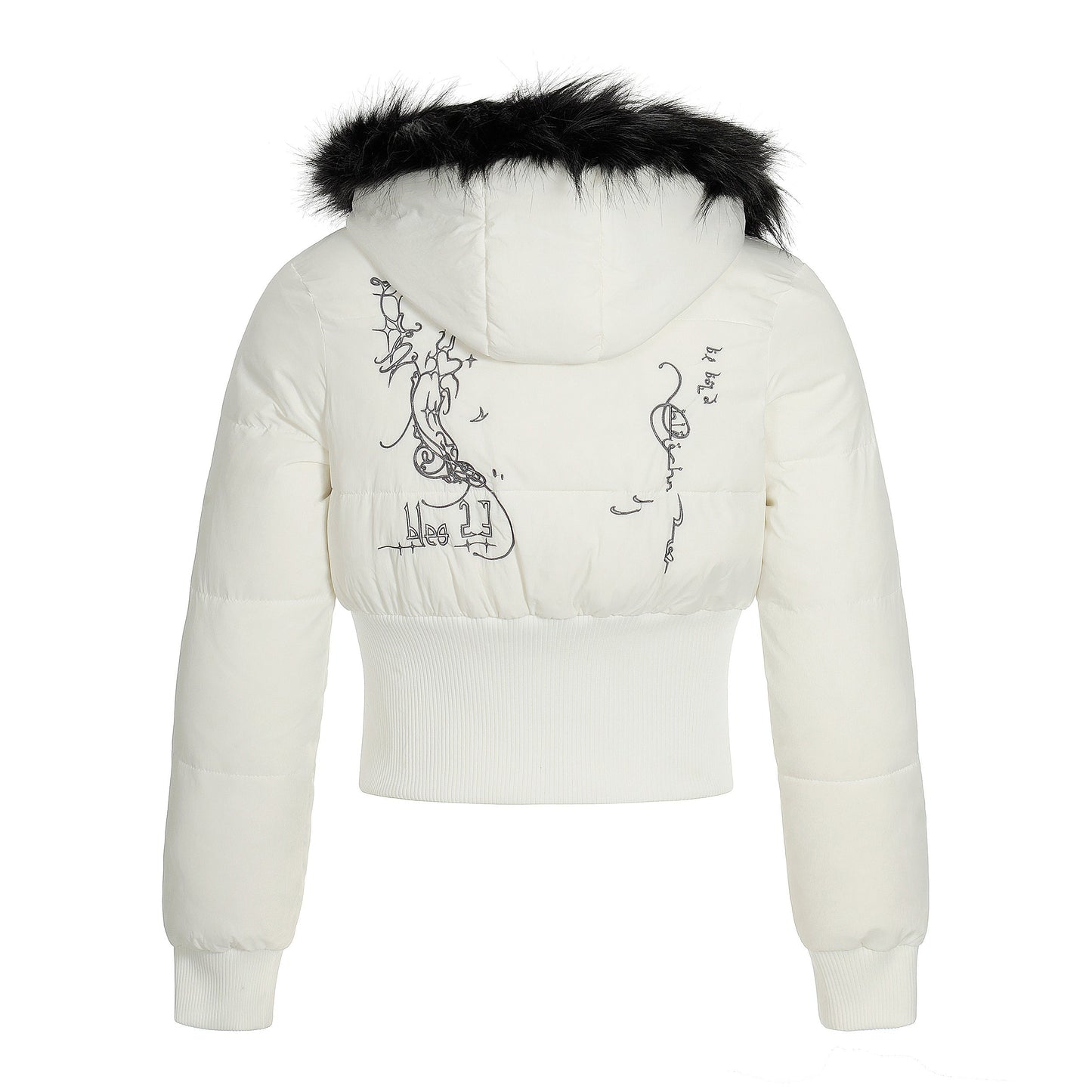 Fur Flare | Hooded Crop Puffer Jacket - Luxuryurbanwear