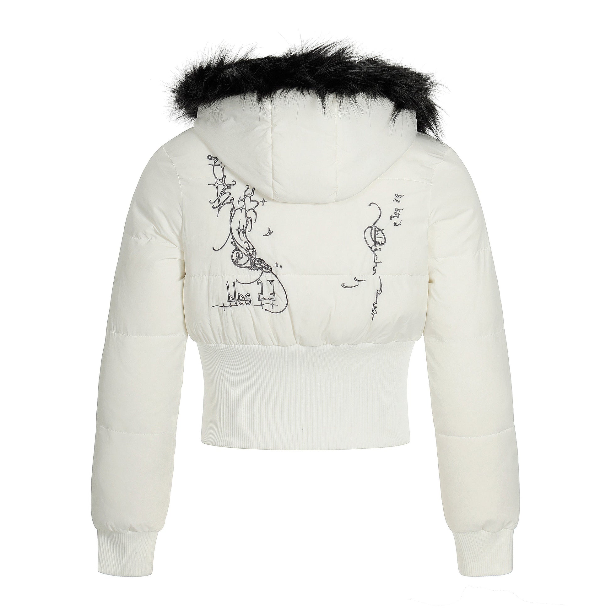 Fur Flare | Hooded Crop Puffer Jacket - Luxuryurbanwear