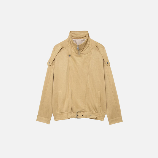 Vintage Lightweight High Neck Zipper Wool Jacket - Luxuryurbanwear