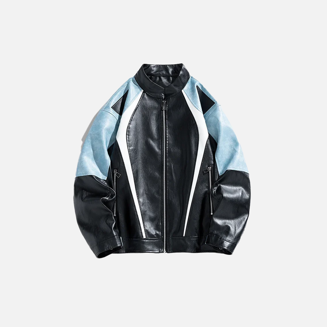 Y2K Windproof Loose Casual PU Leather Race Jacket - Luxuryurbanwear