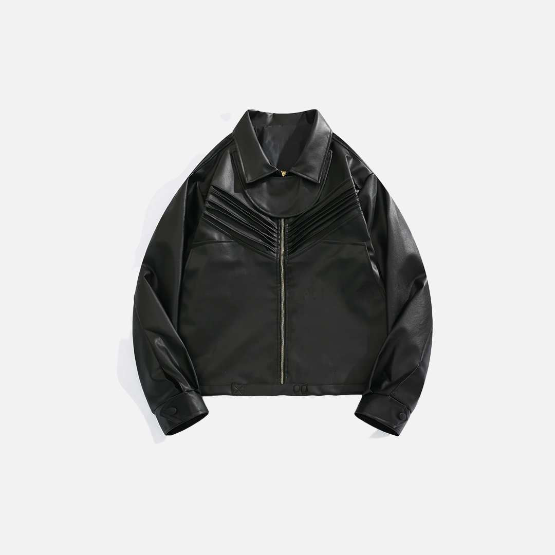 Streetwear American Motorcycle Leather Zipper Jacket - Luxuryurbanwear