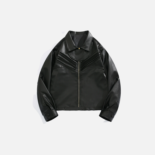 Streetwear American Motorcycle Leather Zipper Jacket - Luxuryurbanwear