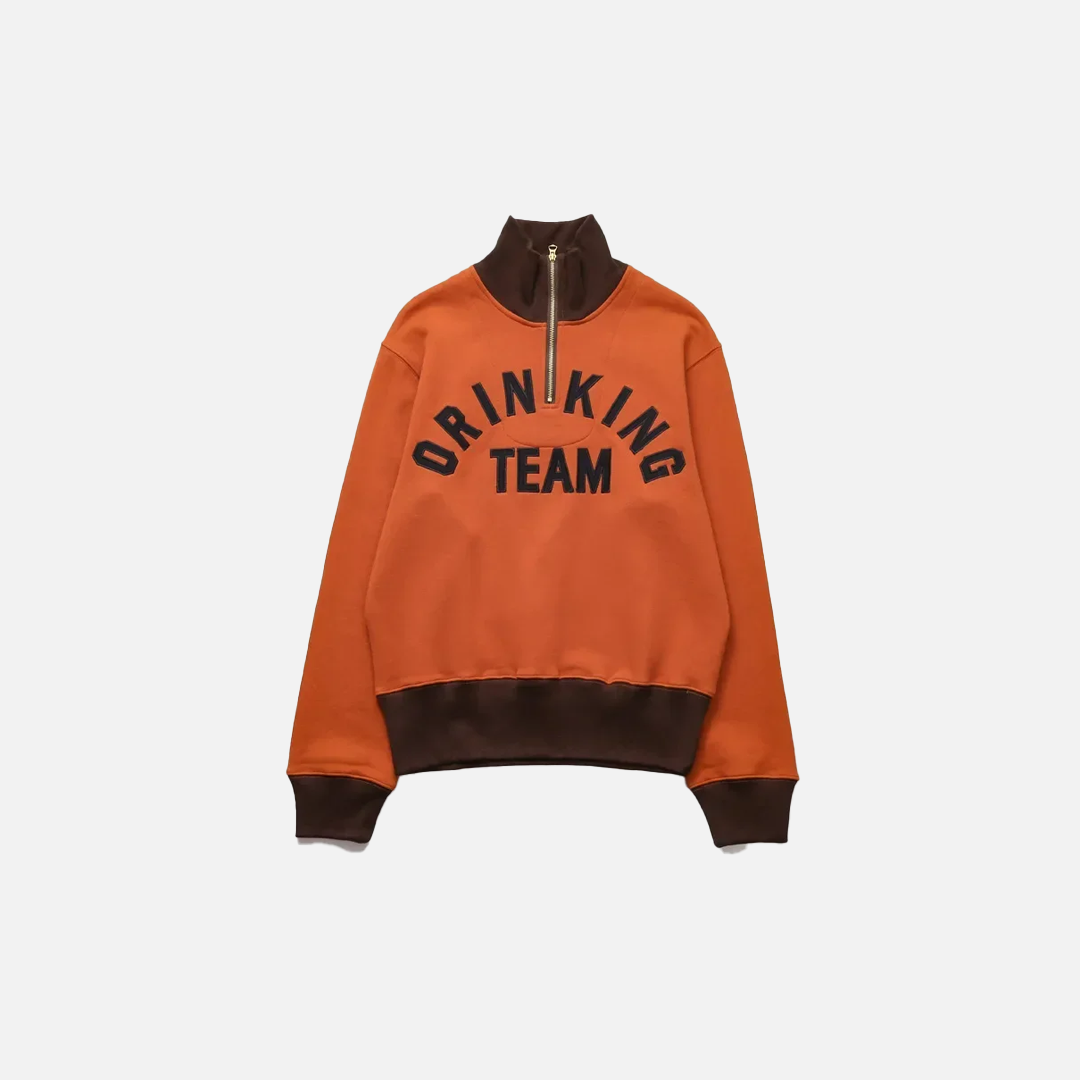 Japanese Letter Embroidery Half Zipper Sweatshirt - Luxuryurbanwear