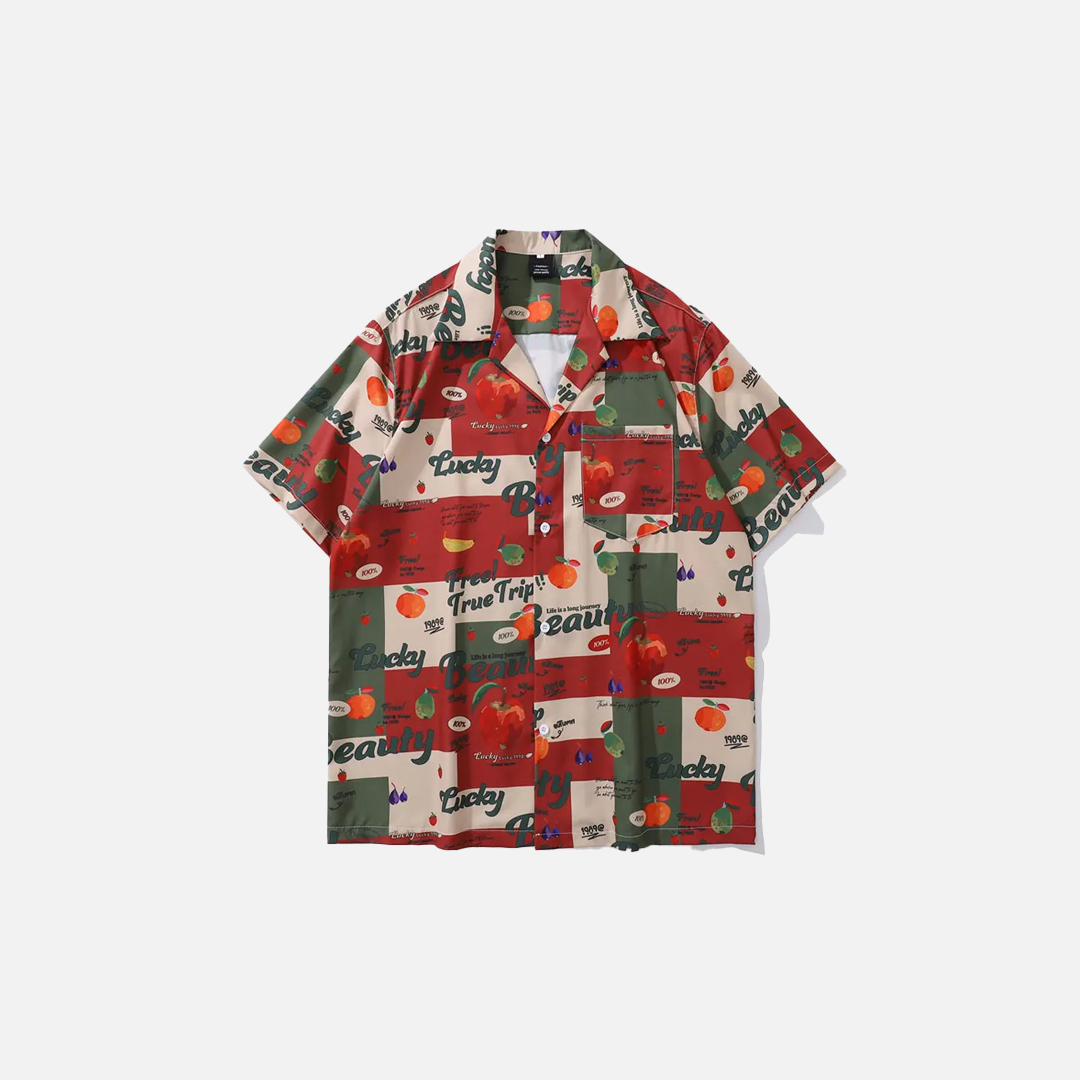 Cool Summer Fruit Graphic Short Sleeve Shirt - Luxuryurbanwear