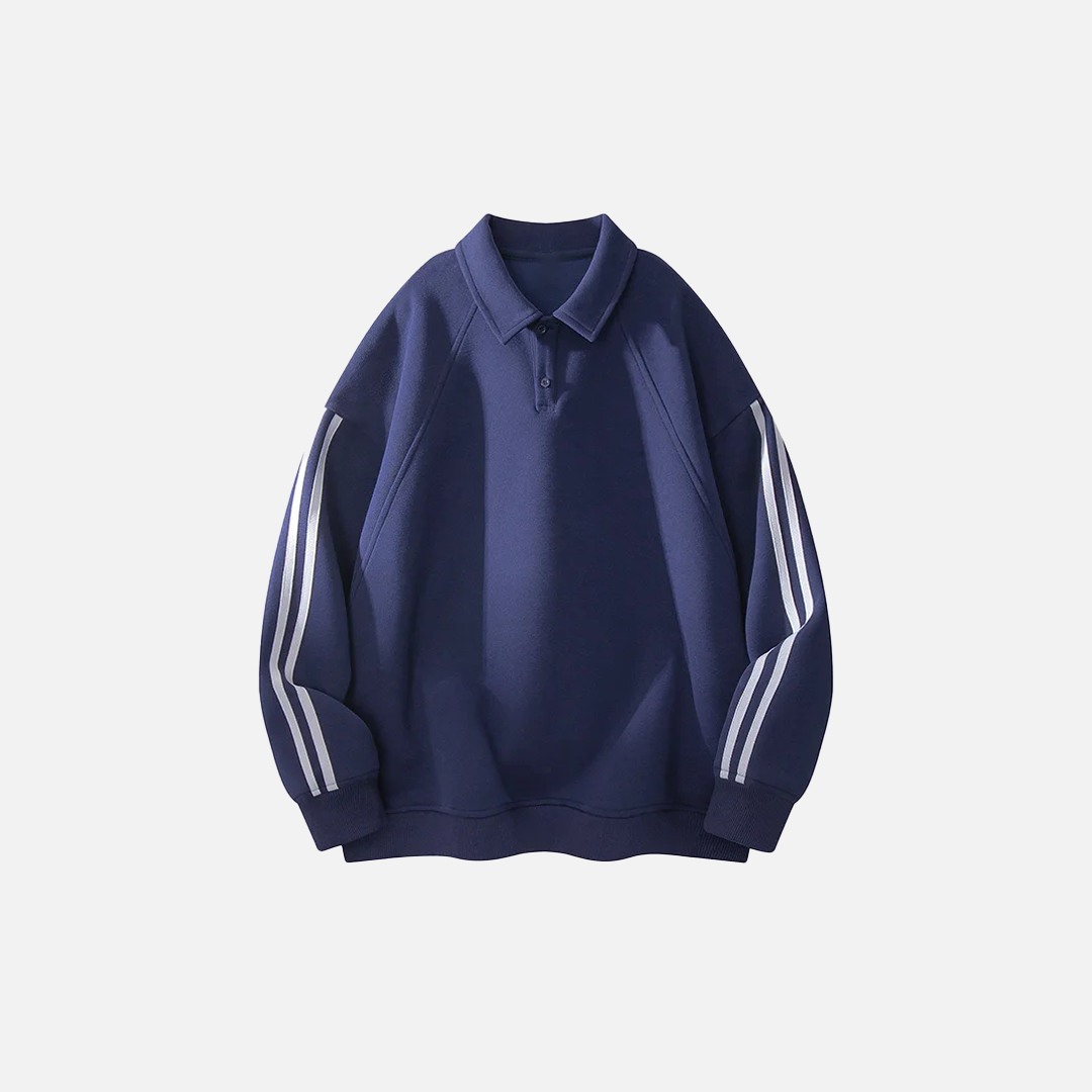Patchwork Solid Color Turn Down Collar Sweatshirt - Luxuryurbanwear