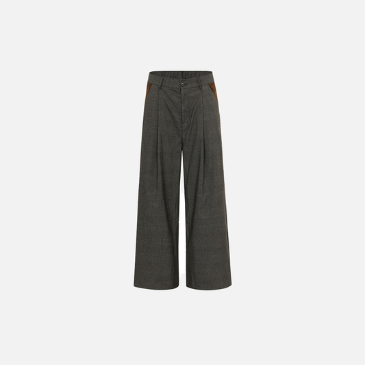 Vintage Pleated Color Block Pocket Straight Leg Pants - Luxuryurbanwear