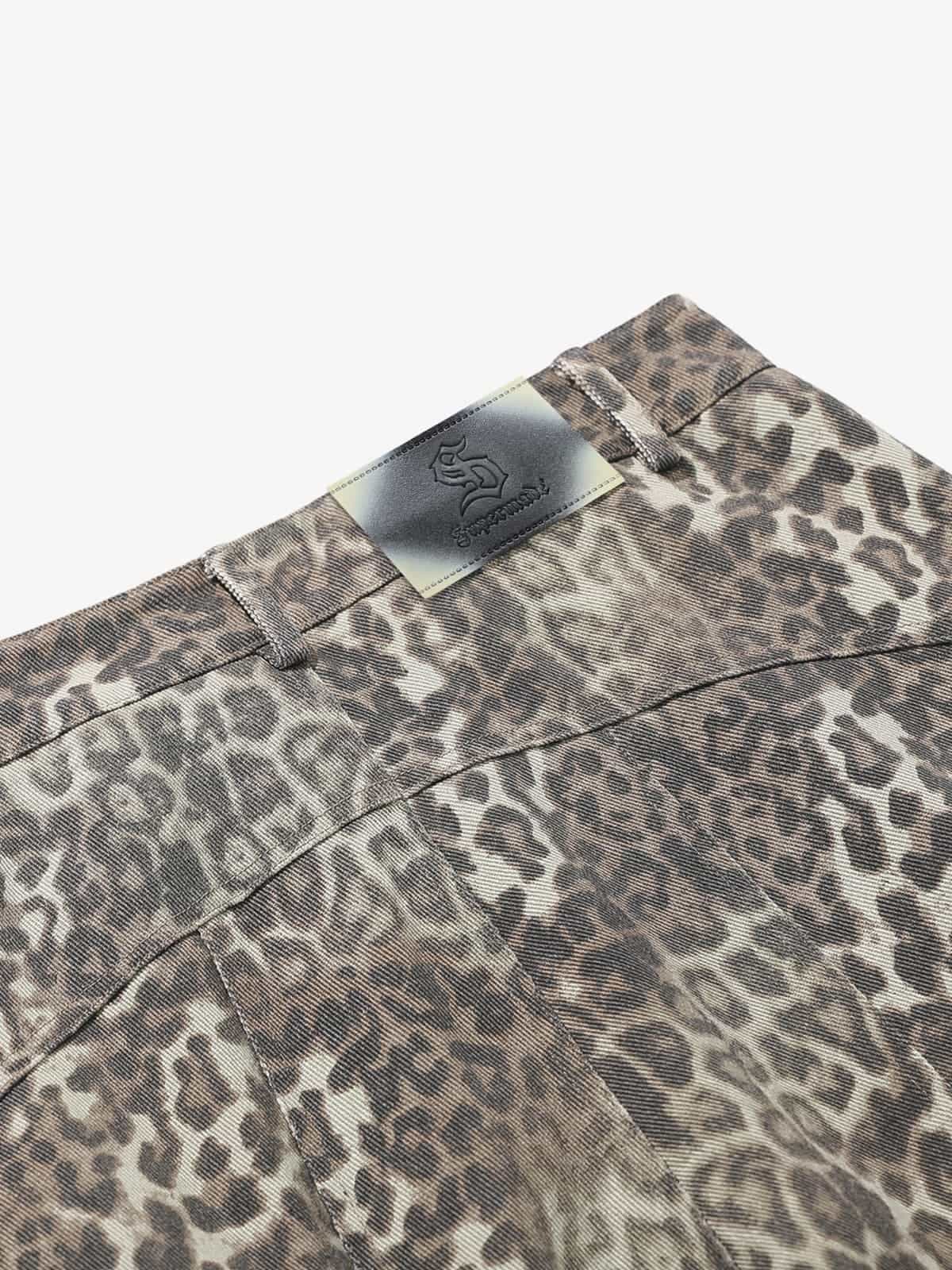 Vintage Leopard Print Cargo Barrel Pants - Luxuryurbanwear