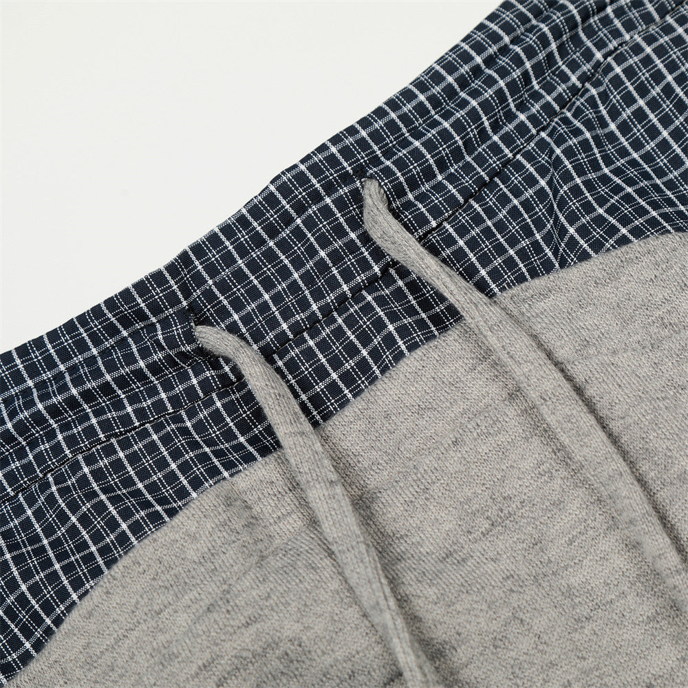 LUW Plaid Patchwork Contrasting Casual Sweatpants - Luxuryurbanwear