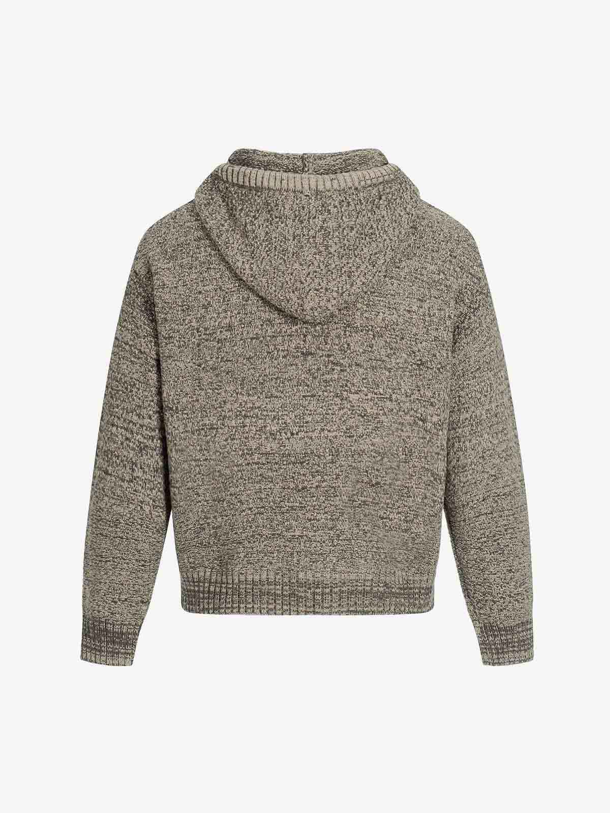 Relaxed Fit Knit Hooded Pullover Hoodie Sweater