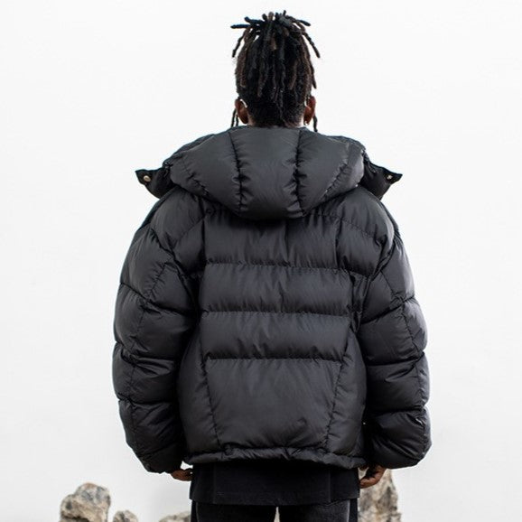 Oversized Padded Puffer Jacket - Hooded Full-Zip Streetwear | LuxuryUrbanwear - Luxuryurbanwear